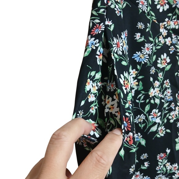 BY‎ EGREIS Martha Floral Midi Skirt Black Multi Color Women's Size M - Picture 9 of 11